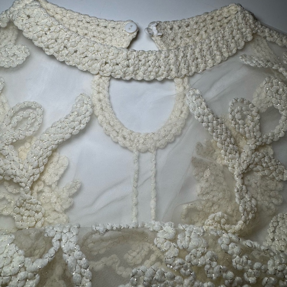 Anewsta Floral Top Crochet Mesh ivory size XS - Picture 5 of 10